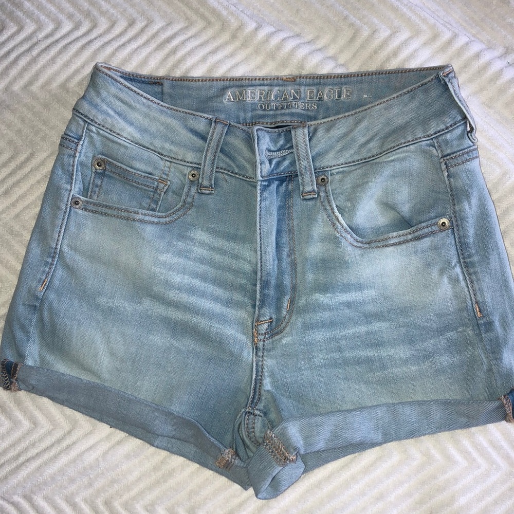 Light Blue High Waisted Denim Shorts